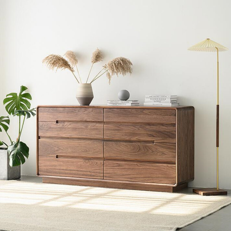 Black Walnut Living Room Simple Entrance Cabinet Solid Wood Accent Chest