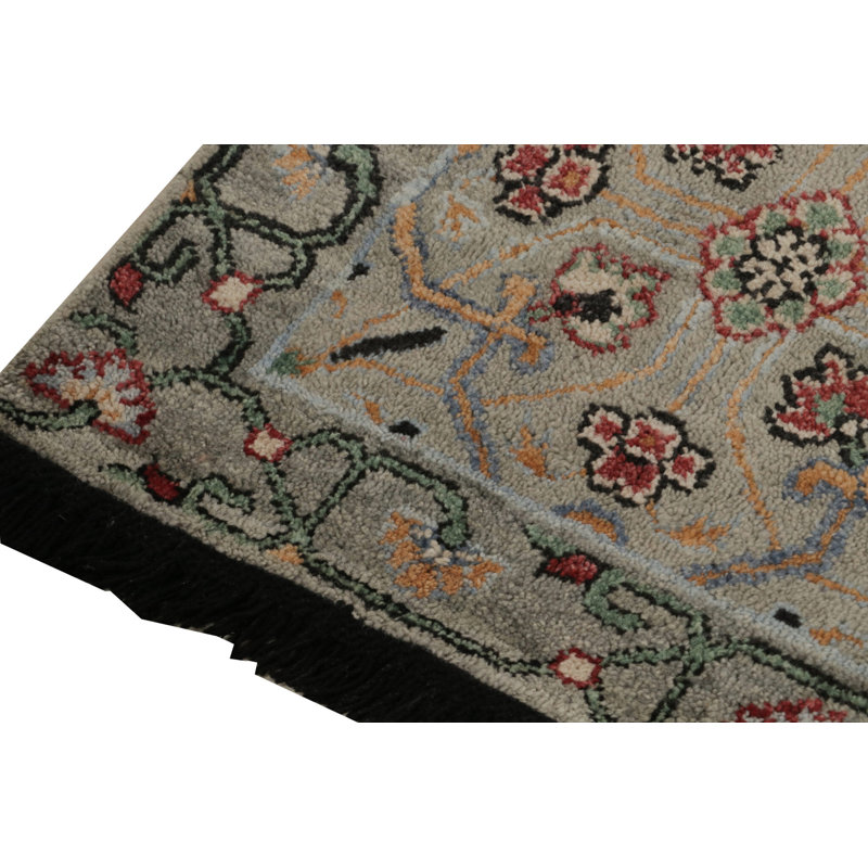 Rug & Kilim’S Classic Runner In Blue, Green And Red Floral Patterns, Runner 3' x 12'