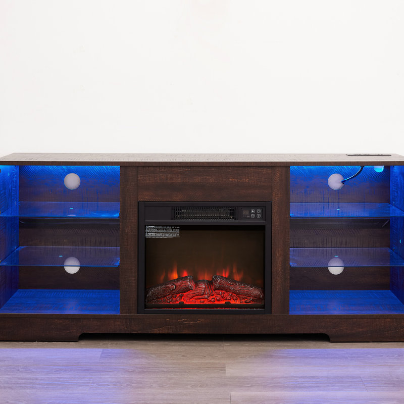 Tv Stand With Electric Fireplace And Cable Holes - 58" X 15.5" 24.4", 32 62" Compatibility, Construction 21 Storage Options Fits Tvs