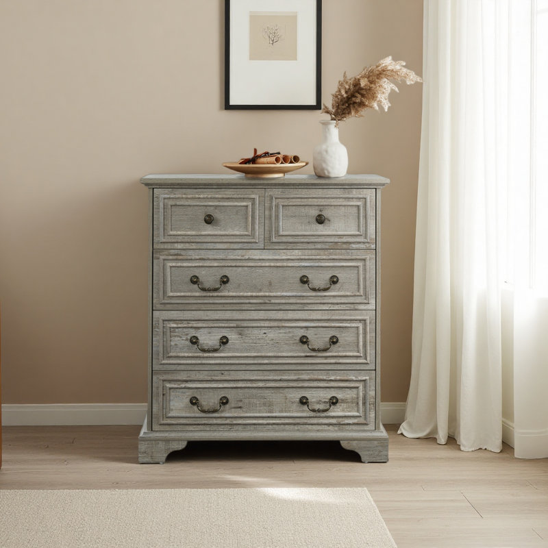 Commode 5 tiroirs Farmhouse, Blanc antique