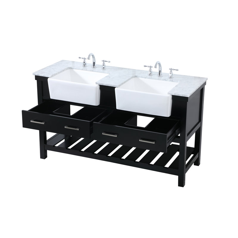 Ensemble de meuble-lavabo double 60 po Pelaghia, Noir
