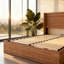 Grand lit plateforme avec rangement à gaz et vérin à gaz, structure à lattes en bois, finition brun rustique, aucun sommier requis, sans bruit, texture en bois naturel-1087626312-1088841930