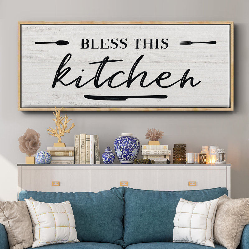 Bless this Kitchen- Framed Canvas, 12" H x 30" W