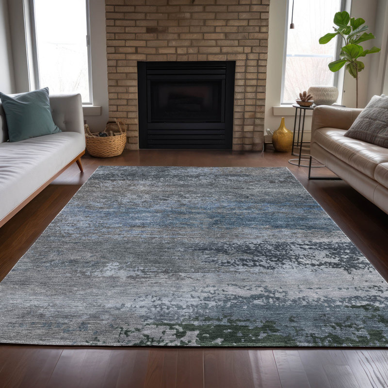 Tapis intérieur / extérieur abstrait Xhevrie, Rectangulaire 3 pi x 5 pi