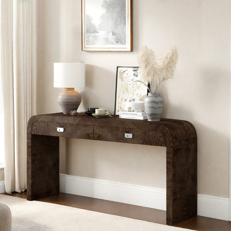 Table d'entrée moderne avec 2 tiroirs, Dark Brown