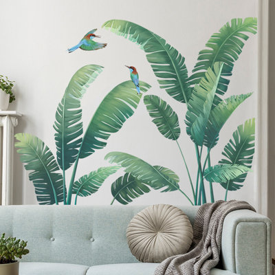 Tropical Green Leaves Plant Wall Stickers Nursery Decor Art Mural For Home Living Room Bedroom Green Plant Wall Decals