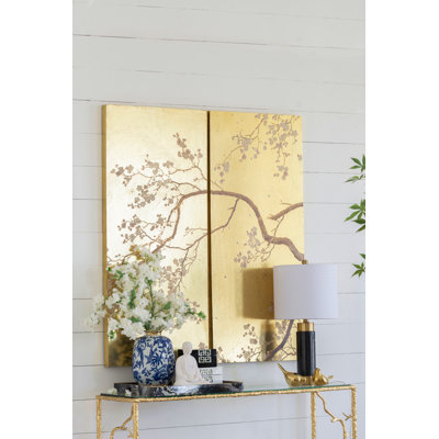 Set Of 2 Cherry Blossom Wall Art Panels, Wall Decor For Living Room Dining Room Office Bedroom, 21.5" X 47"