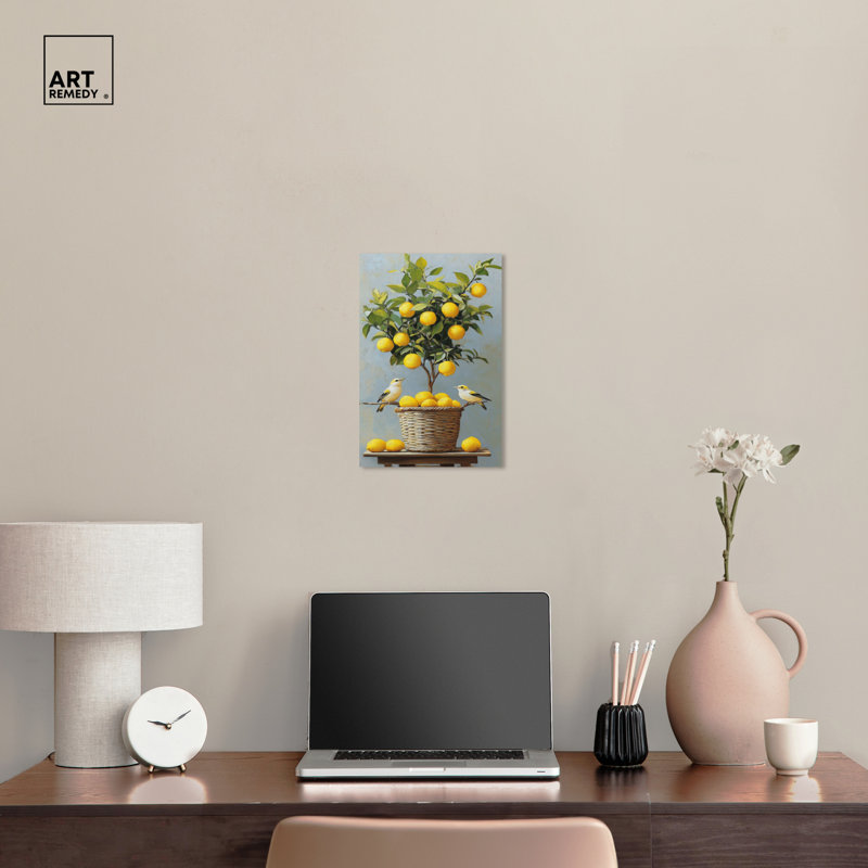 «Lemon Orchard Duet», art mural, H 15 po x l 10 po, Toile tendue
