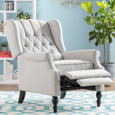 Alta Traditional 28.5" Wide Manual Wingback Recliner Chair with Button-Tufted Diamond Stitching