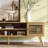 61" Mid Century Modern Tv Stand For 50/55/60/70 Inch Tv, Tv Media Console With Slatted Doors For Tvs Up To 70", Entertainment Center With Storage For Living Room, Bedroom, Oak-933950972-936024255
