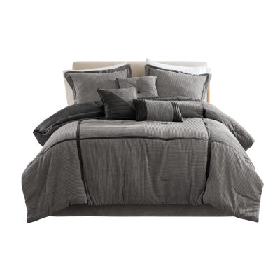 Corduroy Comforter King Grey - 11.64 Lb Product Weight, Construction Bedding 102.96 In Depth, Spacious Fit
