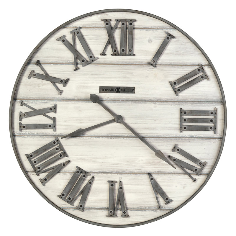 Howard Miller 36.5" Silver Rustic Wood Veneer Wall Clock