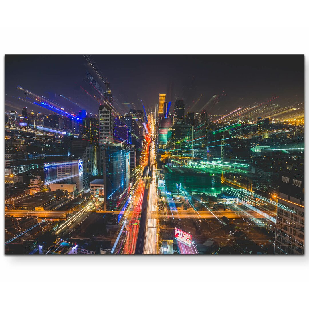 Leinwandbild Skyline bei Nacht - Bangkok, Thailand