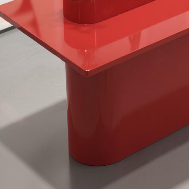 Table de présentation moderne rouge lustré, H 23,62 po x l 78,74 po x P 23,62 po