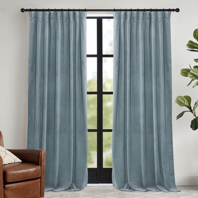 Stone Blue Velvet Curtains 96 Inches - Blackout Curtains For Bedroom Thermal Insulated Noise Reducing Soft Luxury Window Decor For Living Room, W52 X L96 Inches, 2 Panels
