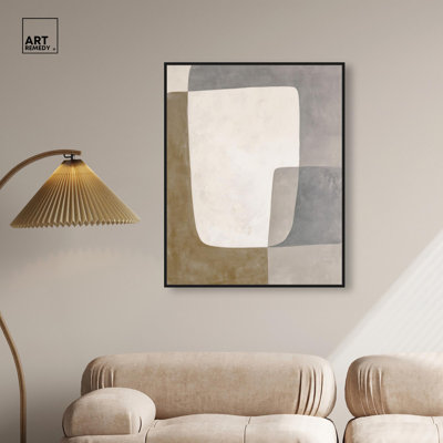 Stacked Pebbles III Canvas Print Modern Wall Decor by Art Remedy, Black Frame, 30 x 36