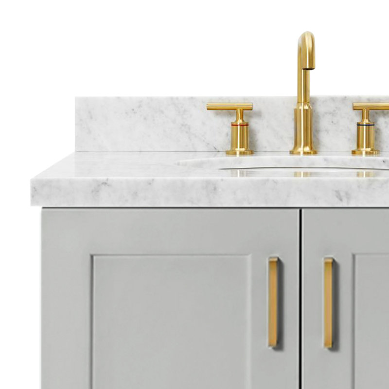 ARIEL TAYLOR 43 IN RIGHT OFFSET RECTANGLE SINK VANITY, Right, Rectangle, Gray