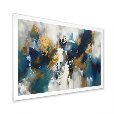 «Feeling Spirit» abstrait en bleu Nova et or I - peinture murale abstraite