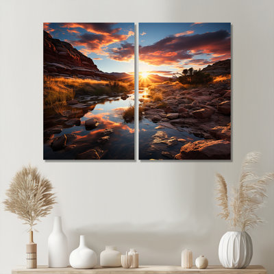 Coucher de soleil sur la montagne Utah II - ensemble de 2 décorations murales modernes