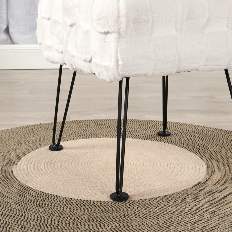 Repose-pieds standard large de 17 po Emilijus, Fausse fourrure blanche