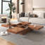 Table basse carrée en placage avec plateau coulissant et rangement en noyer 39,4 po-1481831666