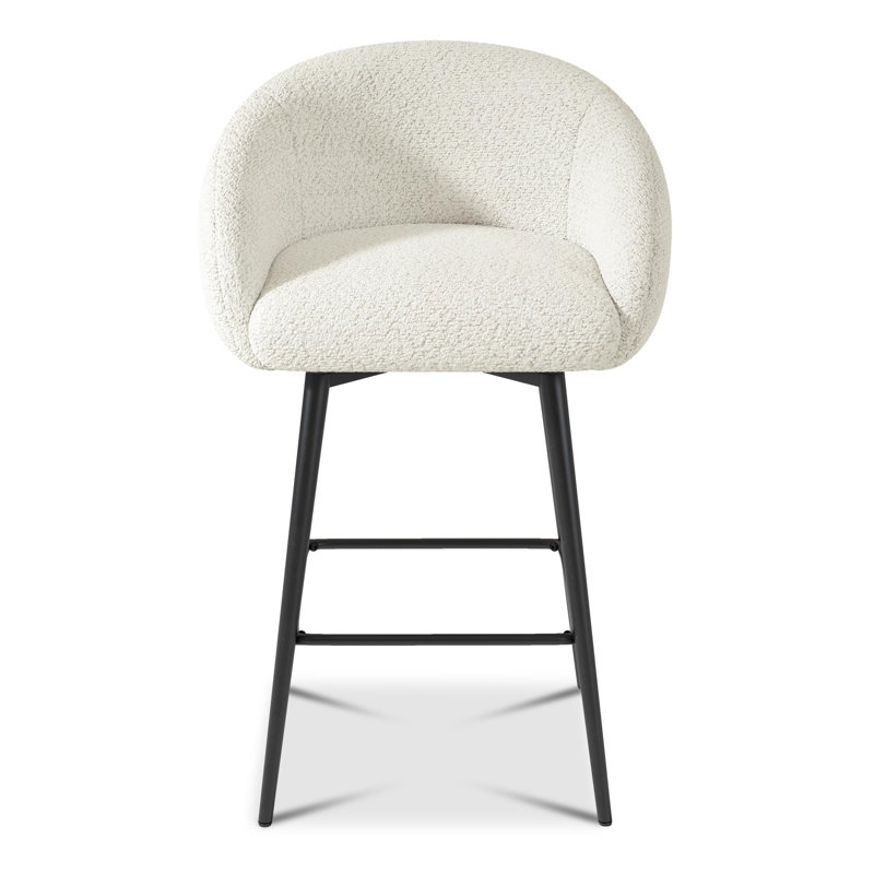 27.9" Seat Height Upholstered Swivel Bar Stools With Back(Set of 6), White