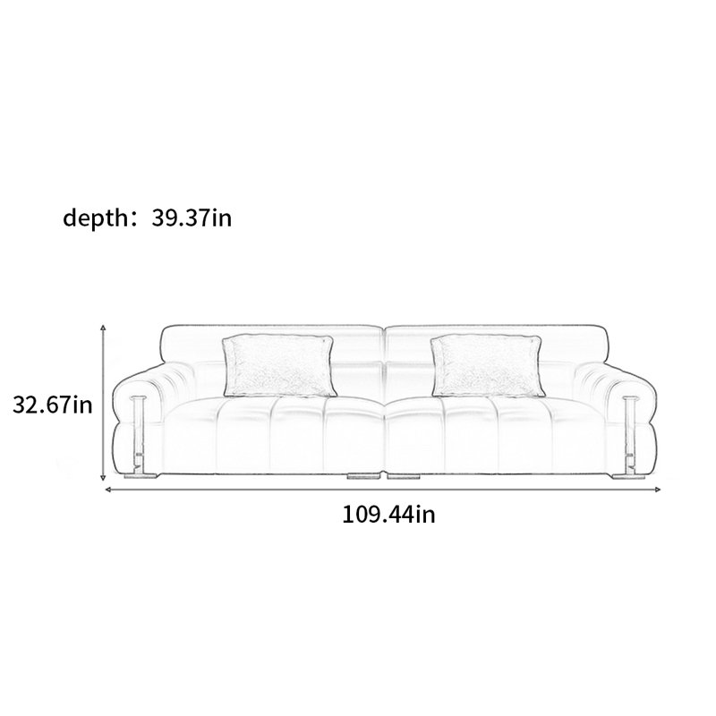 Canapé moderne avec touches pour piano, H 32,67 po x l 109,44 po x P 39,37 po