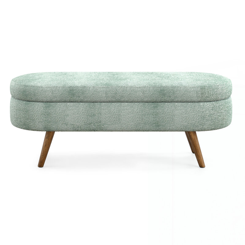 Ottoman Oval Storage Bench, Cyan