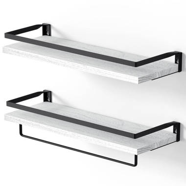 Latitude Run® 2 Tier Floating Corner Shelf-Black