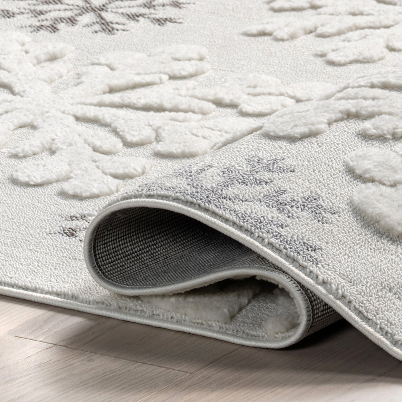 Unity High-Low Snowflake Tasseled Area Rug, Rectangle 7'10" x 10'