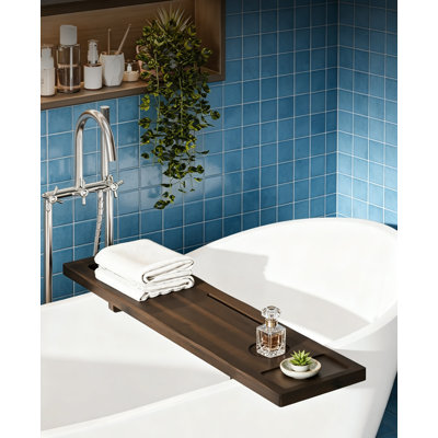 Acacia Bathtub Tray Caddy for Freestanding Tubs with Accessory Holders