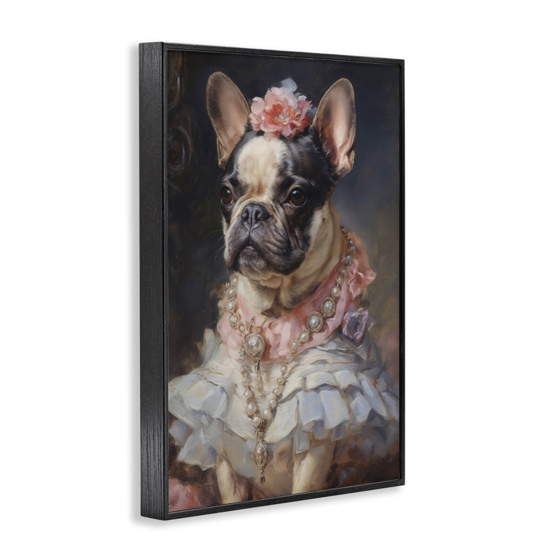 Regal Frenchie Victorian Era, estampe numérique, design par Wumples, H 18 po x l 12 po, Giclée encadrée noir minuit