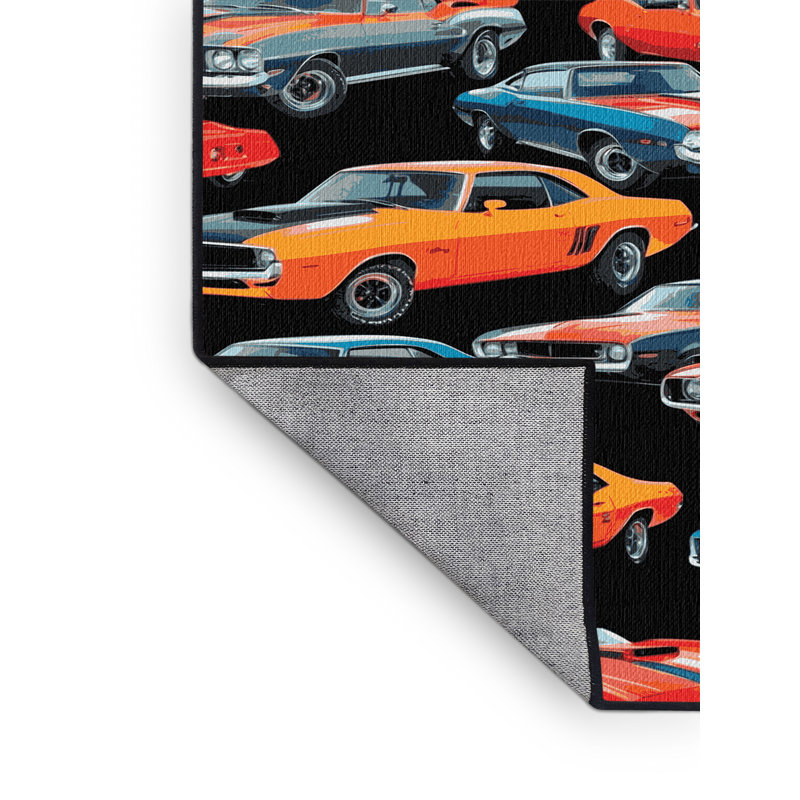 Machine Washable Transportation Black Area Rug