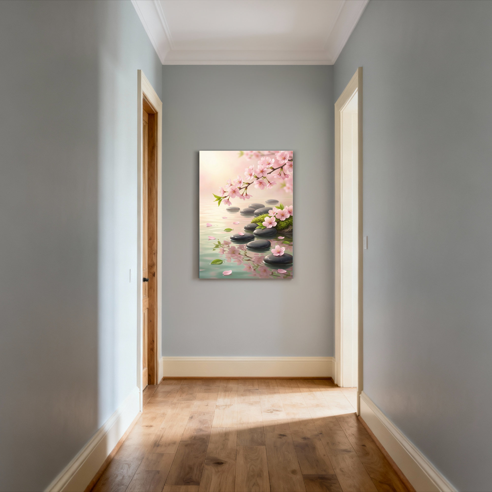 Winston Porter Cherry Blossom And Zen Stones Canvas Wrapped Wall Art ...
