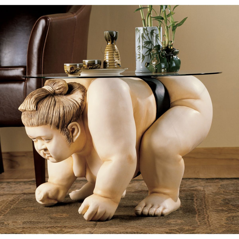 Basho the Sumo Wrestler Sculptural End Table