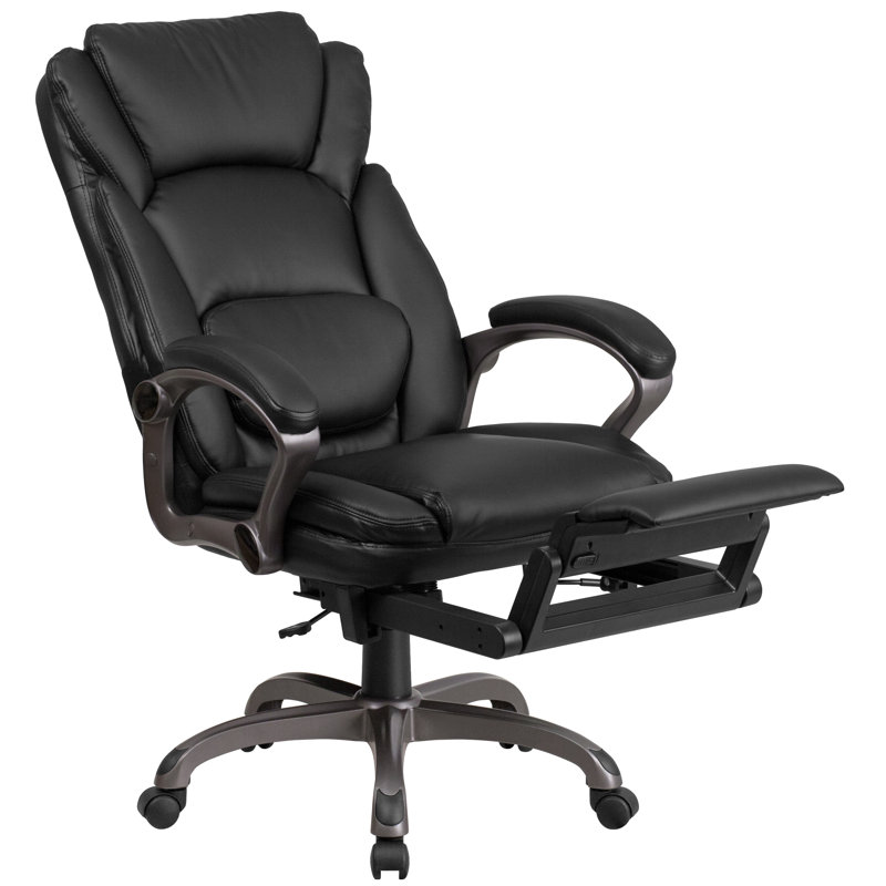 High Back Black Reclining Swivel with Outer Lumbar Cushion and Arms Ergonomic Executive Chair