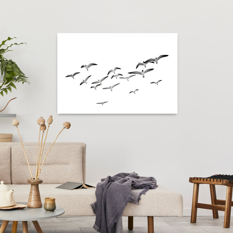 Oiseaux, art mural contemporain abstrait, H 24 po x l 36 po