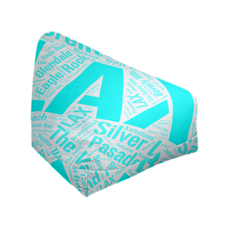 Classic Bean Bag, 42" H x 38" W x 29" D, Los Angeles, Cyan Polyester Blend