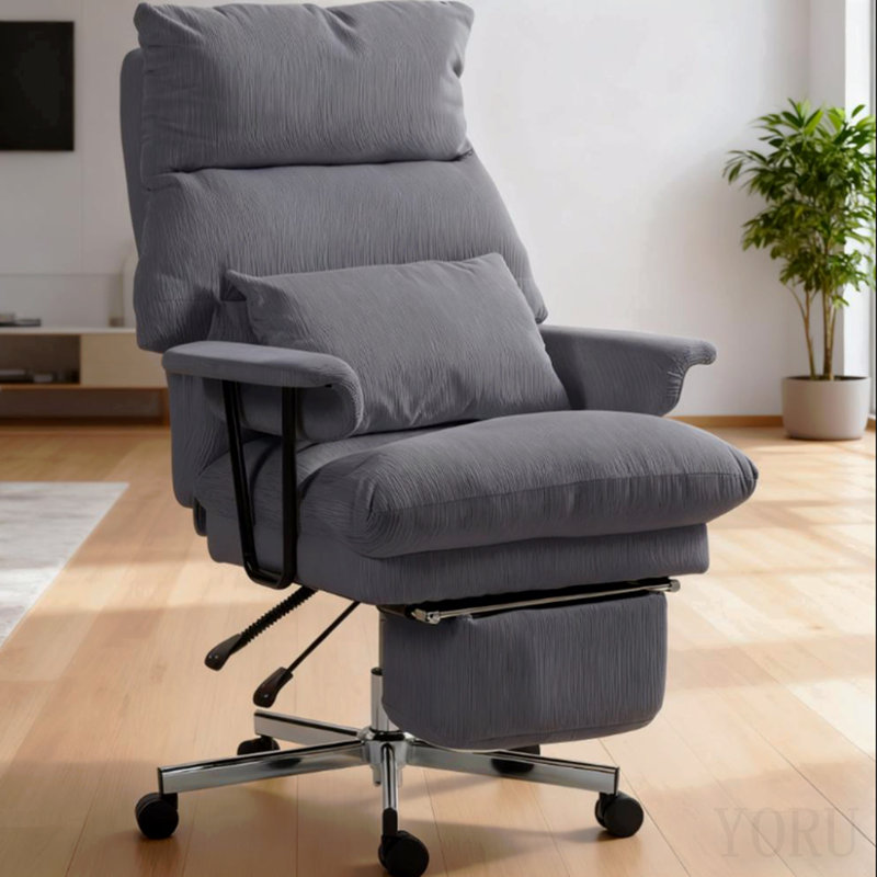 Overstuffed Office Chair With Lumbar Support, Grey