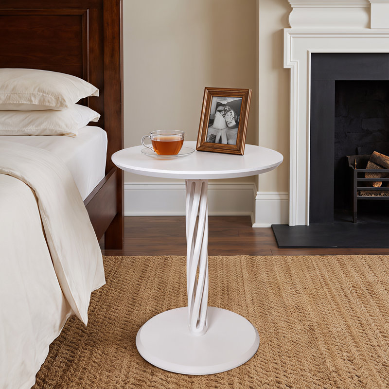 Solid Wood Top End Table, White