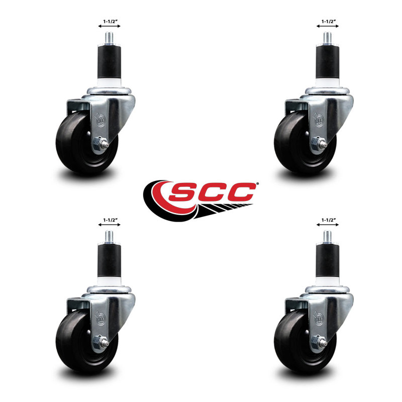 Ensemble de roulettes extensibles en caoutchouc souple de 3 pouces 1-1 / 2 pouces SCC