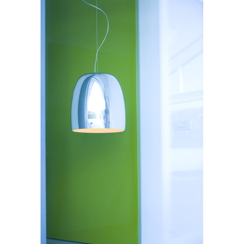 1 - Light Matt White Dome Pendant, 200cm H x 48cm W x 48cm D, Mirror/White