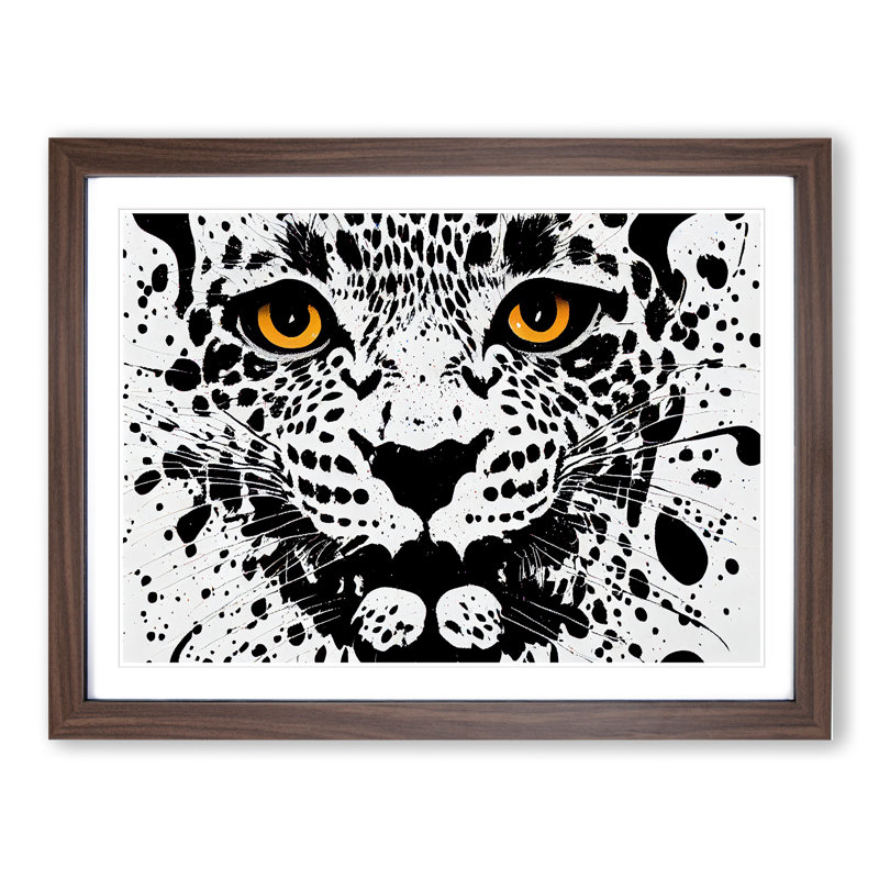 Leopard Splatter - Single Picture Frame Print, 46cm H x 64cm W x 2cm D, Walnut