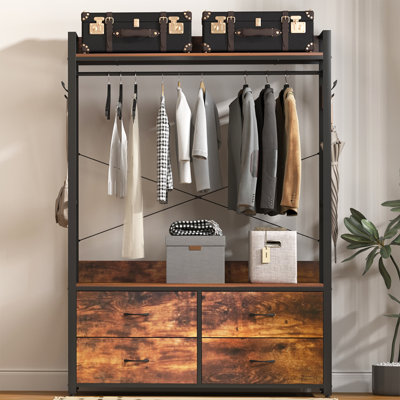 Wide 45.67 "Cloest System With 4 Fabric Storage Drawers