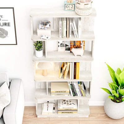5 Open Storage Bookcase, Wood, Home Office, Living Room, Bedroom, Five Color Options, Stable And Combination Display, Decor, Media, Colors, Collision Design