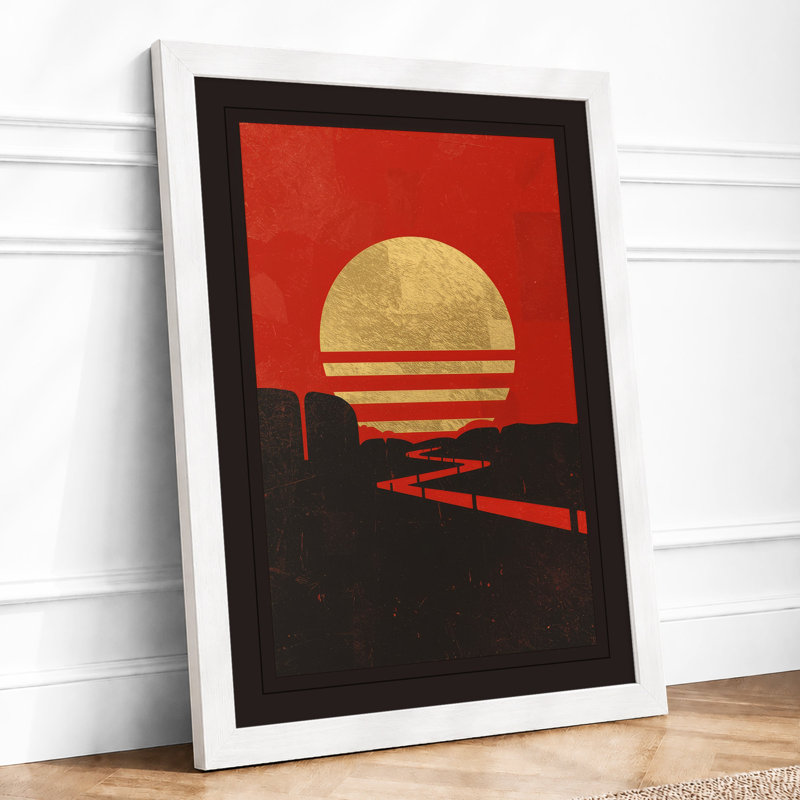 Industrial Sunset Geometric - Framed Print, A4 - 29.7 x 21.0 cm, White