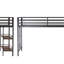 Lit mezzanine simple Adam avec tablette en bois de cannelle, conception peu encombrante, échelle facile à monter et garde-corps pour personnes