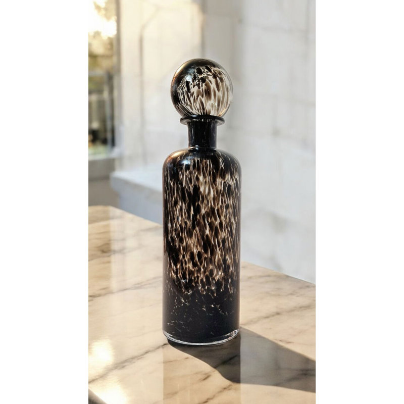 Handmade Glass Decorative Urns & Jars, 52cm H  x 15.8cm W  x 15.8cm D, Black/White