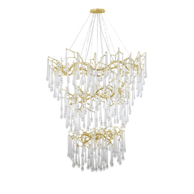 Lustre géométrique unique à 38 lumières