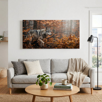 Wolf Forest Canvas Wall Art Oil Painting Print Set Of 1